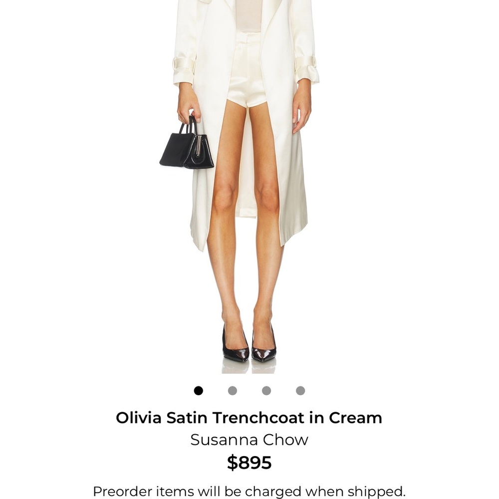 Olivia Satin Trenchcoat in Cream